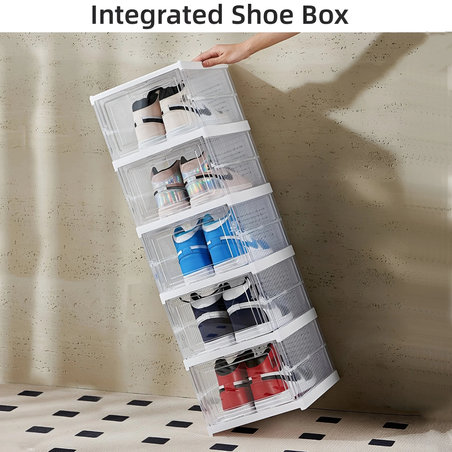 Transparent Shoes Box 6 Layers Shoe Display Case Thickened Foldable Sneaker Shoe Organizers Dustproof High-top Shoe Rack Shelf NovaCart