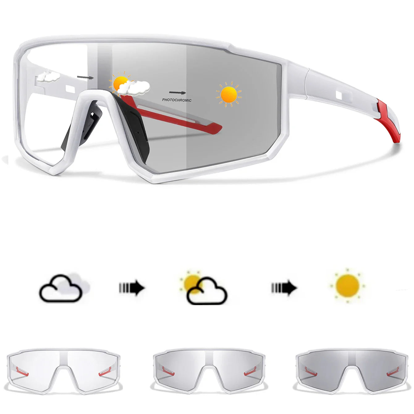 Fashion Brand Men Women Bicycle Photochromic Eyewear MTB Bike Fishing Running Cycling Sports Sunlasses Comfortable Goggles Pi-Mart