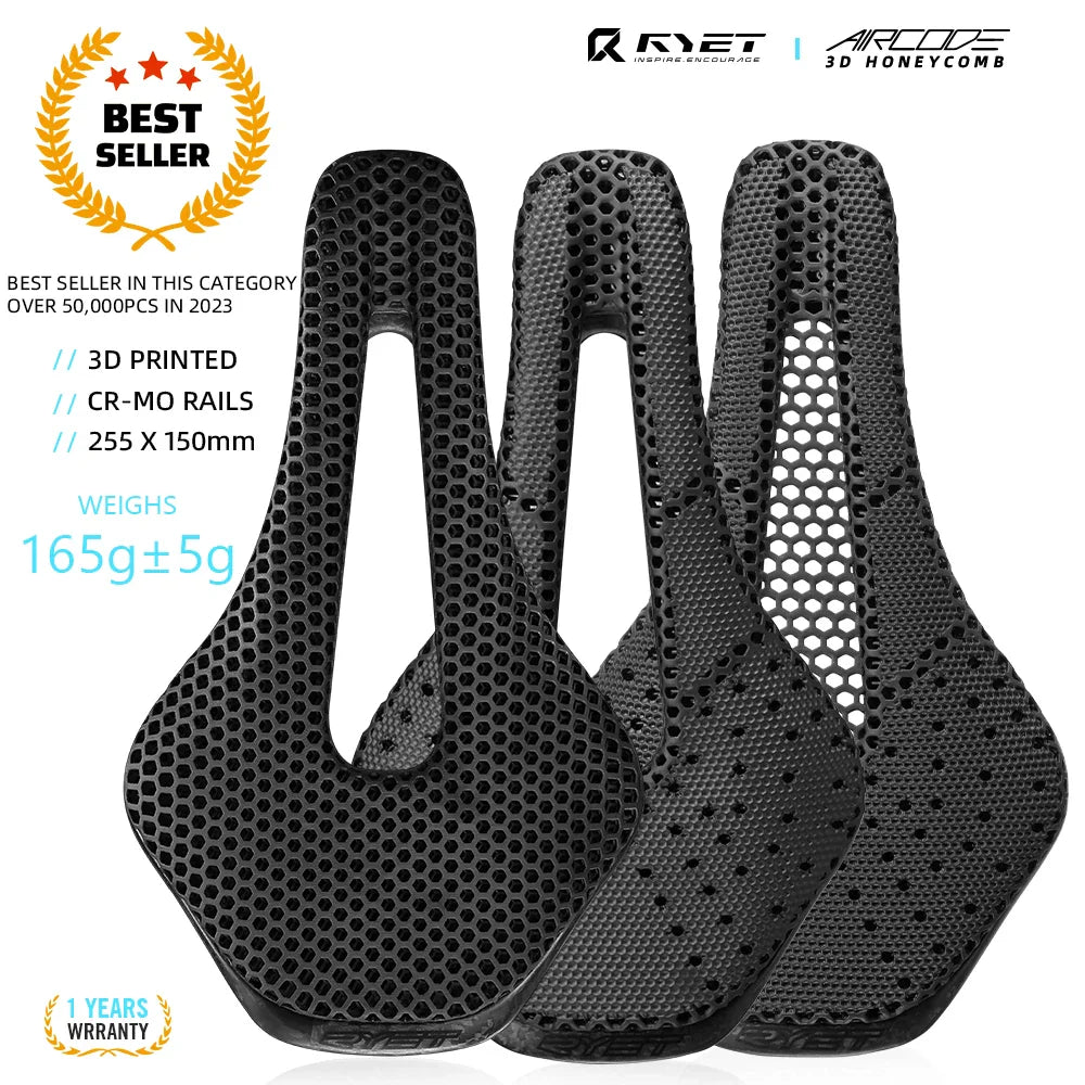 RYET 3D Printed Bike Saddle Ultralight Carbon Fiber Hollow Comfortable Breathable MTB Gravel Road Bicycle Cycling Seating Parts Pi-Mart