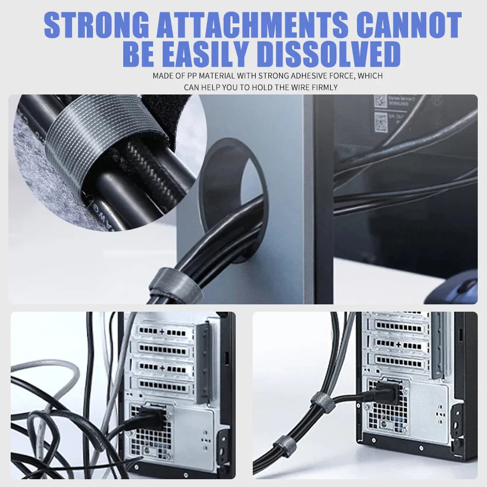 Reusable Hook Loop Cable Ties Wire Winder Organizer 1/2/3/5M For Desk Cable Management USB Mouse Earphone Cord Protector Pi-Mart