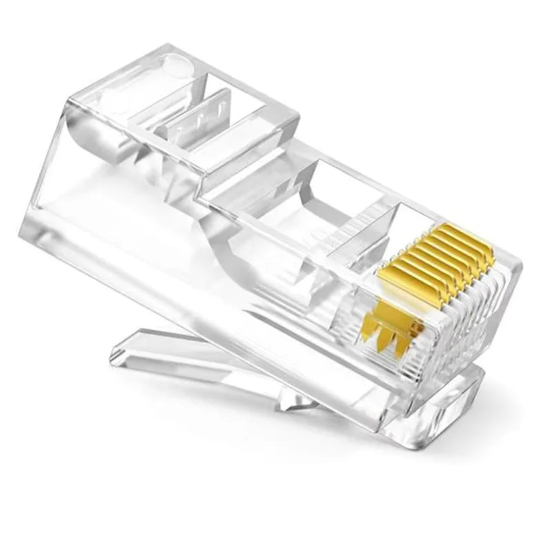 50 PCs RJ45 Connector Cat6 Connector Network Unshielded RJ45 Perforated Crystal Head Network Cable Pi-Mart