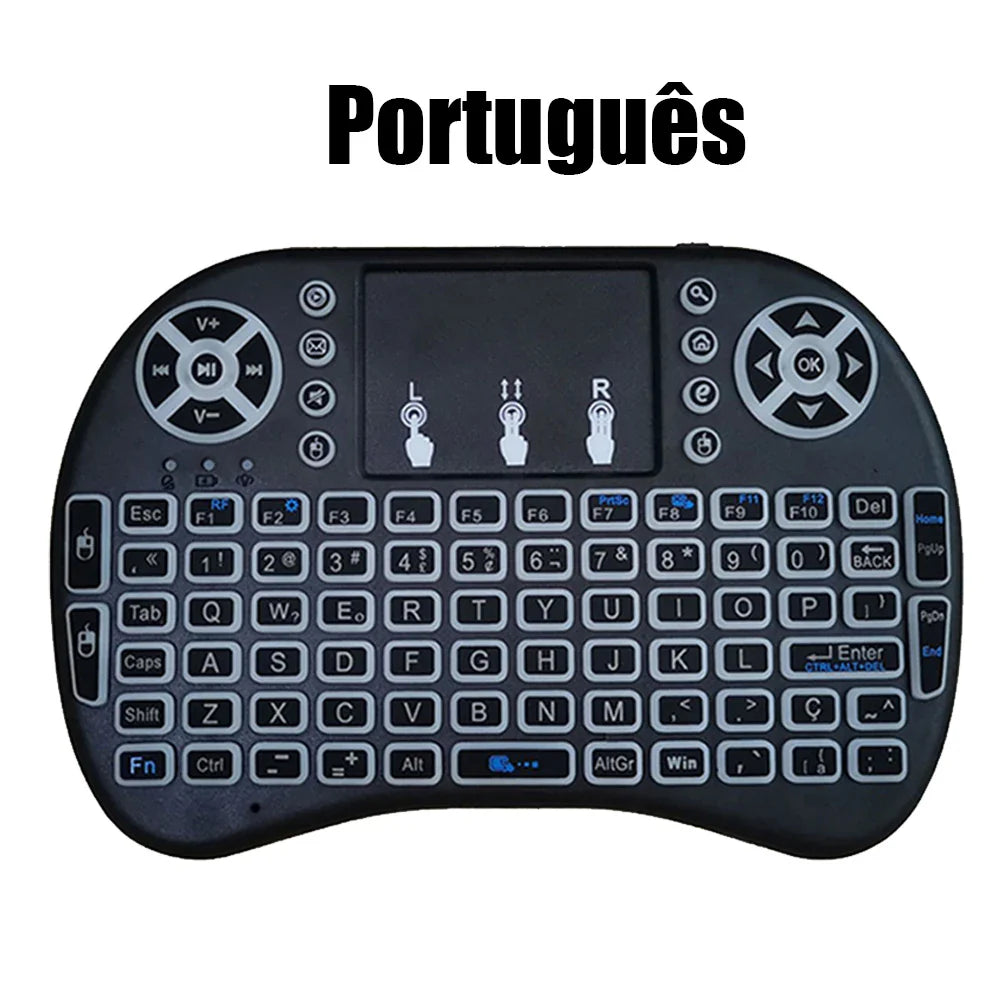 2.4G Air Mouse with Touchpad Keyboard i8 Arabic French Spanish Russian Backlit Mini Wireless Keyboard for PC Android TV Box Pi-Mart