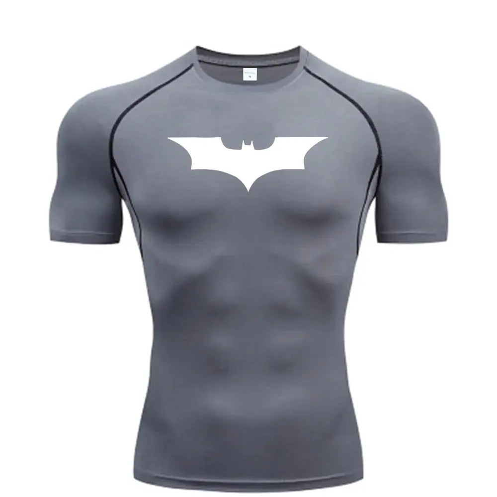 Bat Printed Men's Tight T-Shirt Running Compression Compression T Shirt Gym Fitness Jogging Short Sleeve Male Casual Shirt Tops NovaCart