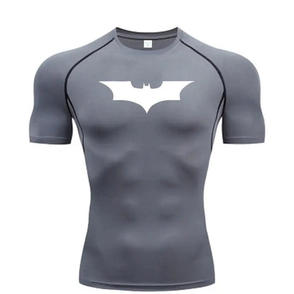 Bat Printed Men's Tight T-Shirt Running Compression Compression T Shirt Gym Fitness Jogging Short Sleeve Male Casual Shirt Tops NovaCart