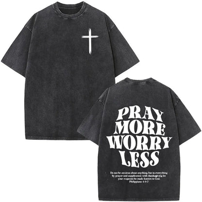 Christian Jesus Faith Over Fear Bible Verse Washed T-shirts Men Women Fashion Vintage Oversized T Shirts Harajuku Cotton T-shirt NovaCart