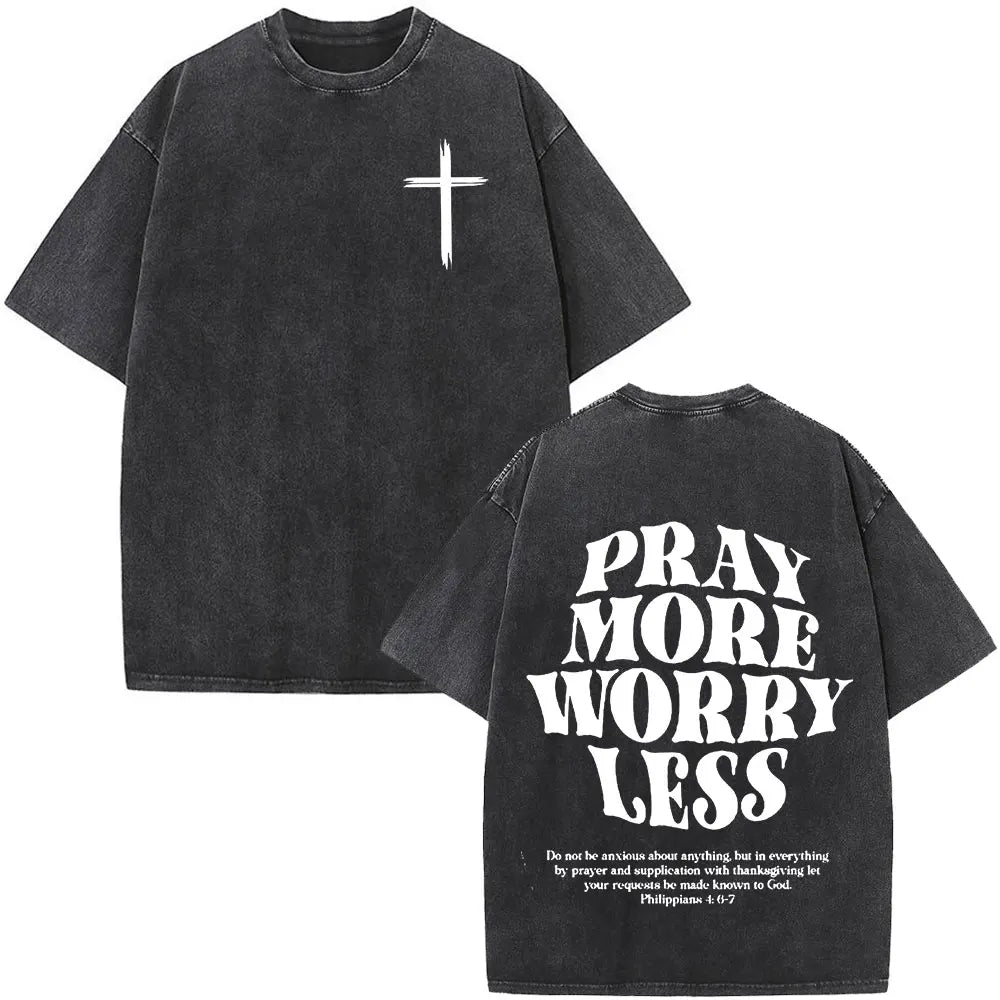 Christian Jesus Faith Over Fear Bible Verse Washed T-shirts Men Women Fashion Vintage Oversized T Shirts Harajuku Cotton T-shirt NovaCart