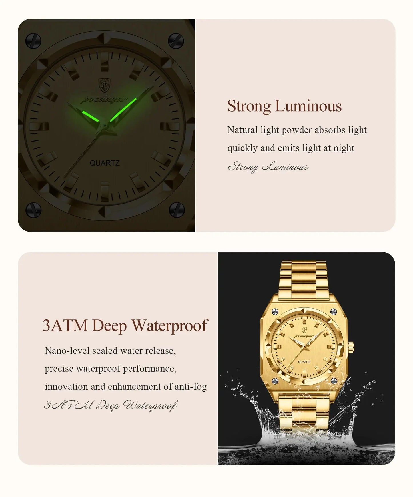 POEDAGAR Luxury Elegant Square Ladies Watch Waterproof Luminous Watch for Woman Stainless Steel Quartz Women's Watches Reloj+box NovaCart