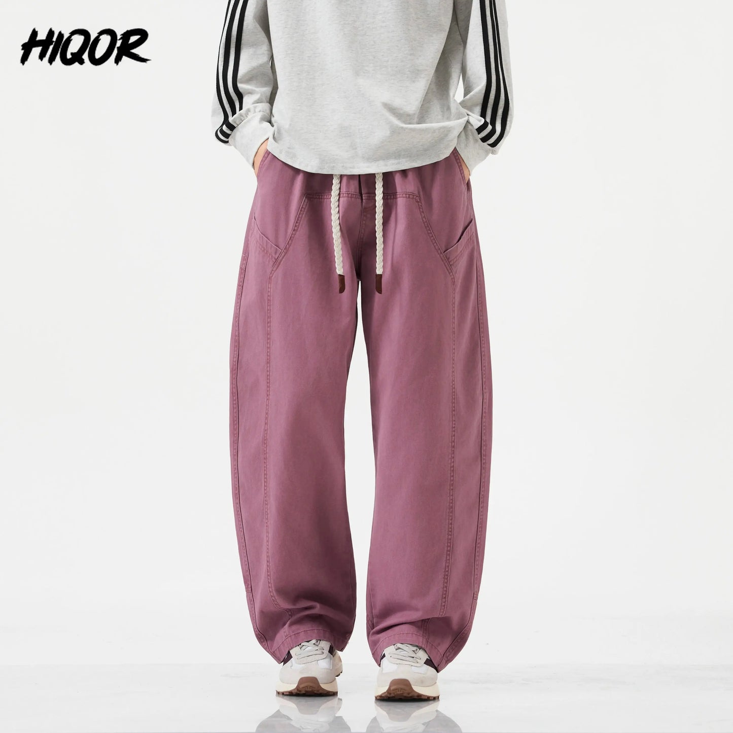 HIQOR High Quality 100% Cotton Work Pants Men Casual Straight Trousers Y2K Man Plus Size Cargo Pants Fashion Solid Workout Pants NovaCart