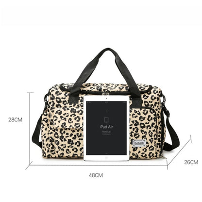Classic Leopard Print Large Capacity Leisure Luggage Bag with Multiple Pockets and Shoe Compartment Sports Fitness Travel Bag NovaCart