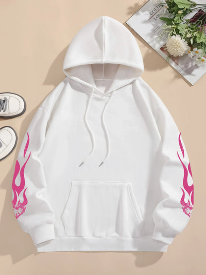 Sweatshirts Passionate Love Flame Heart Printed Hoodies