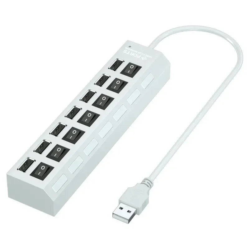 USB Hub 7 Port Multi USB Splitter Power Adapter Multiple Expander With On Off Switch For PC Laptop MacBook Accessories Pi-Mart