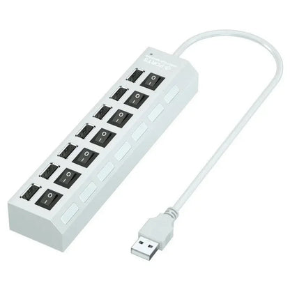 USB Hub 7 Port Multi USB Splitter Power Adapter Multiple Expander With On Off Switch For PC Laptop MacBook Accessories Pi-Mart