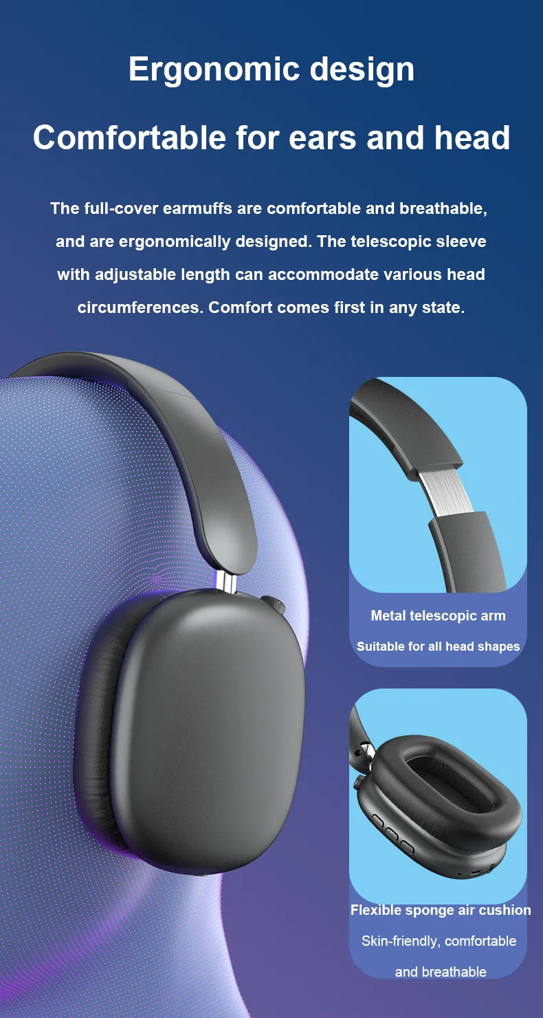 Newest ANC Max Bluetooth Headphone Active Noise Cancelling Wireless Earphone Over Ear Games Headphones ENC HD Mic Stereo Headset NovaCart
