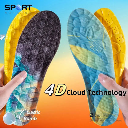 4D Cloud Technology Sports Insoles for Shoes PU Sole Soft Breathable Shock Absorption Cushion Running Orthopedic Care Insoles NovaCart