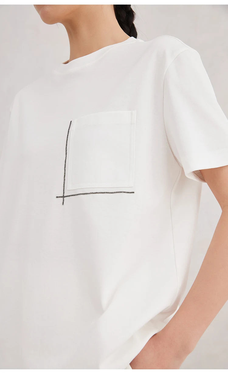 K3147W White Premium Clothes Ladies long staple cotton Tshirts Women's Clothing T-Shirt for Women NovaCart