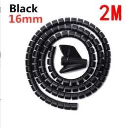 Flexible 2M 16/10mm Spiral Cable Wire Protector Tube Clip for Computer Cord Organizer Management Tools Protective Pi-Mart