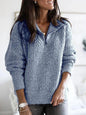 Women's Cable Knit Cardigan Zip Up Sweater Loose Open Front