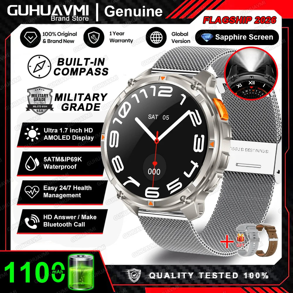 2026 New T-Rex3 Pro 1100mAh Battery Smart Watch GPS path 5ATM Waterproof Sports Run tracker Outdoors Compass Military Smartwatch NovaCart