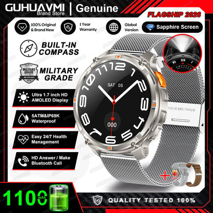 2026 New T-Rex3 Pro 1100mAh Battery Smart Watch GPS path 5ATM Waterproof Sports Run tracker Outdoors Compass Military Smartwatch NovaCart
