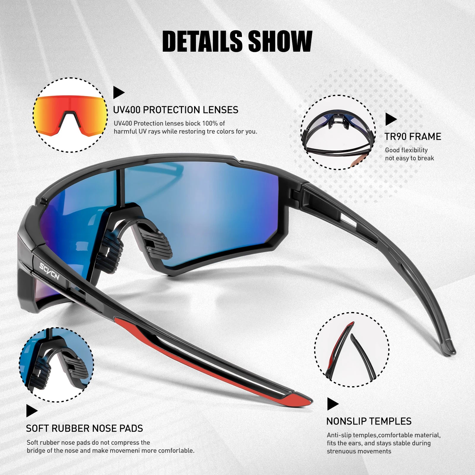 SCVCN New Outdoor Cycling Sunglasses Men Road Driving Bike Glasses  Sports Mountain Climbing Women Bicycle Cycling UV400 Goggles Pi-Mart