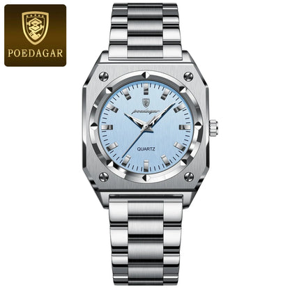 POEDAGAR Luxury Elegant Square Ladies Watch Waterproof Luminous Watch for Woman Stainless Steel Quartz Women's Watches Reloj+box NovaCart