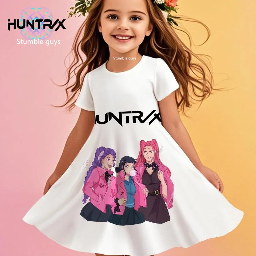 Girls Kpop Cartoon Demon Hunters Dress Summer Kids Anime Princess Beach Outfit Casual Sleepwear NovaCart