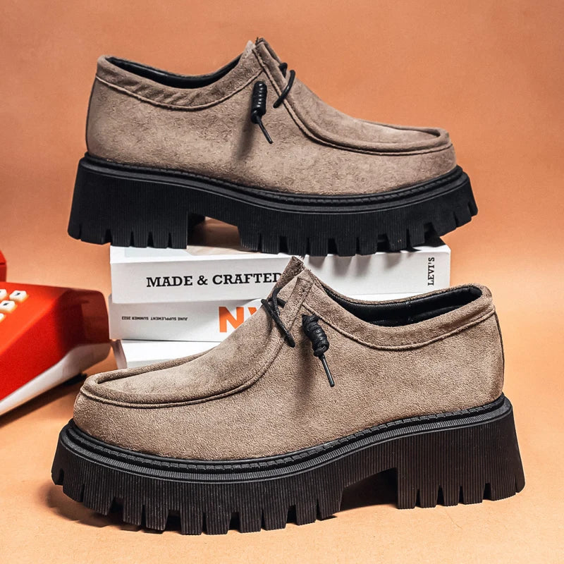 Men's Shoes 2025 Autumn New Style High-heel Thick-soled Loafers, Durable and Retro Casual Shoes, Everyday Street Trend Sneakers NovaCart