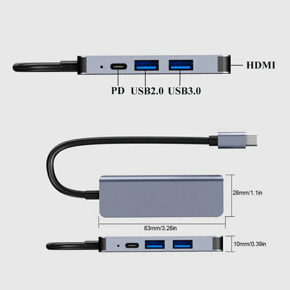 KEBIDUMEI 5 in 1 USB C Docking Station Type-C To HDMI-Compatibility HUB Multi port Splitter PD Charging USB Adapter For Laptop Pi-Mart