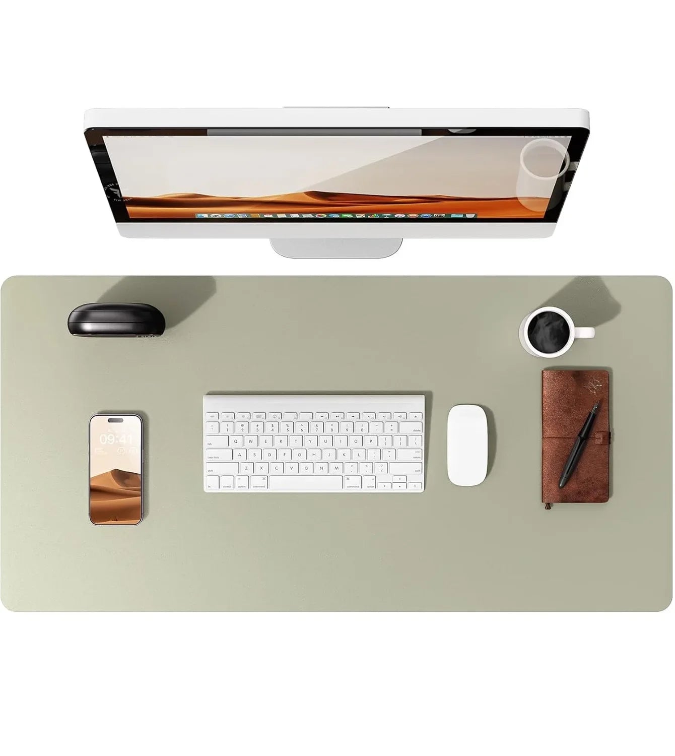 Large Mouse Pad,Office Desk Mat, Leather Desk Pad Protector, Non-Slip PU Leather Desk Blotter, Laptop Desk Pad Pi-Mart