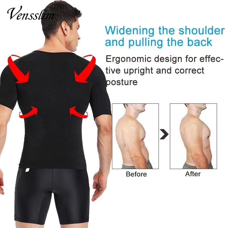 Compression Slimming T-shirt Men Body Shaper Waist Trainer Fitness Vest Fat Burn Chest Slim Shirt weight loss shapewear NovaCart