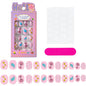 24Pcs/box Kids nails for Girl Cartoon Pattern False Nail Cute Child Fake Nails Tips Kawaii Acrylic Artificial Press on Nail+Tool NovaCart