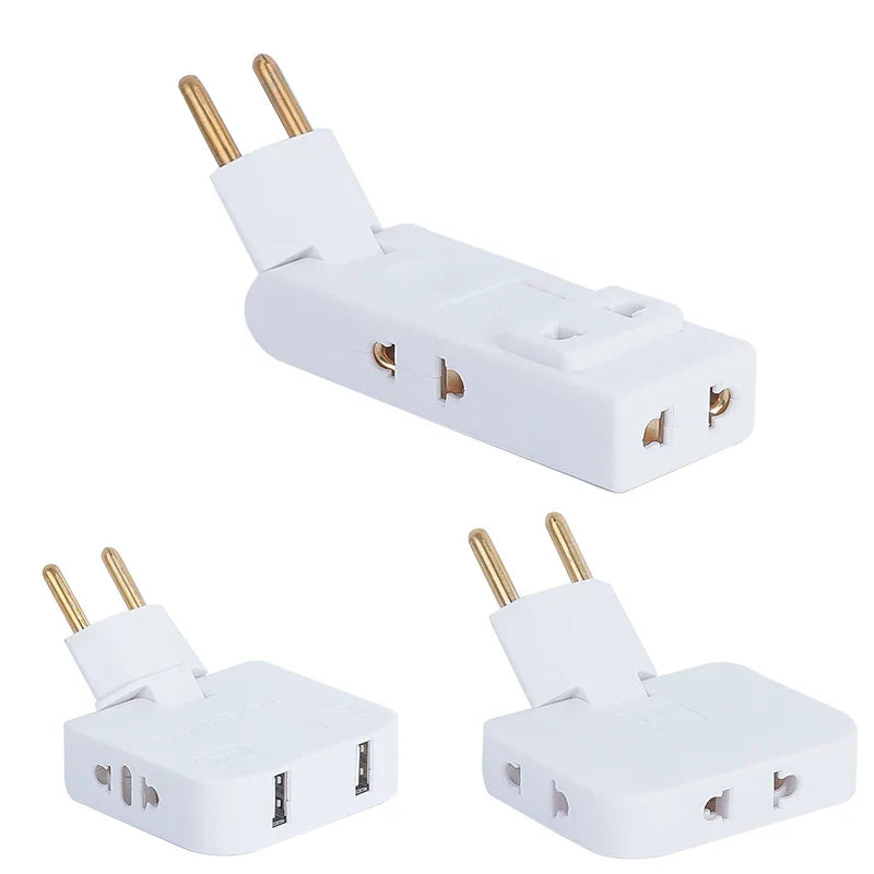 4 in 1 Wall Outlet Extension Eu Electrical Socket 180 Degree Plug Adapter Canada Mexico Travel Aadapter Portable Power Converter Pi-Mart