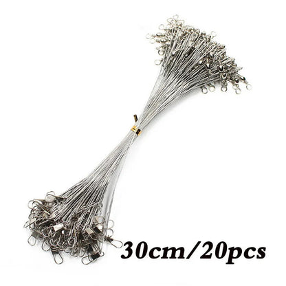 Anti Bite Steel Fishing Line Steel Wire Leader With Swivel Fishing Accessory Lead Core Leash Fishing Wire 15cm 20cm  30cm Pi-Mart