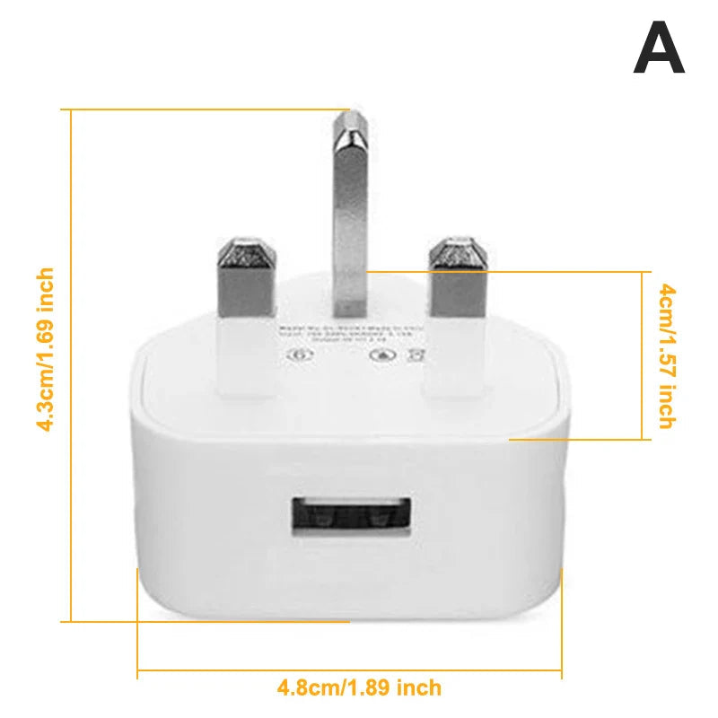 Latest 5V/2.1A Dual USB Port Fast Charger Universal UK Mains 3 Pin Plug Wall Charger Adapter USB Charging For Phone Tablet Pi-Mart