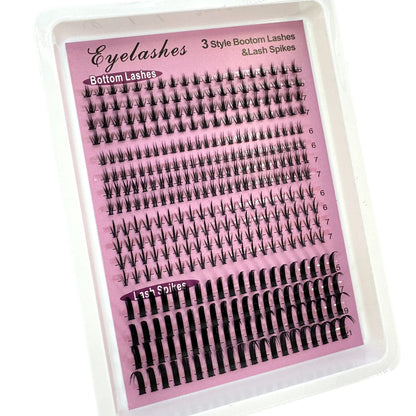 16Rows Bottom Lashes(6-7mm) and Spikes(15-21mm) Mix DIY Eyelash Extension Wispy Individual Lash Spikes Clusters DIY Lashes Tools NovaCart