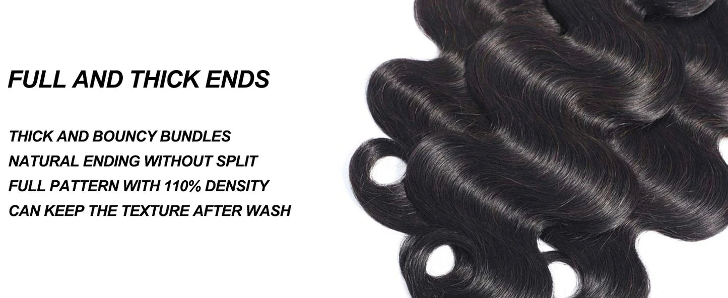 42 Inch Body Wave Bundles Human Hair Natural Black Brazilian Virgin Hair Weave 12A 100% Unprocessed Real Human Hair Extensisons NovaCart