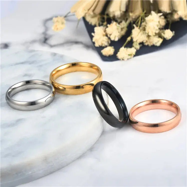 Simple 4mm 6mm Titanium Ring Women Men Prevent Allergy High Polished Wedding Rings Stainless Steel Couple Finger Jewelry Gifts NovaCart