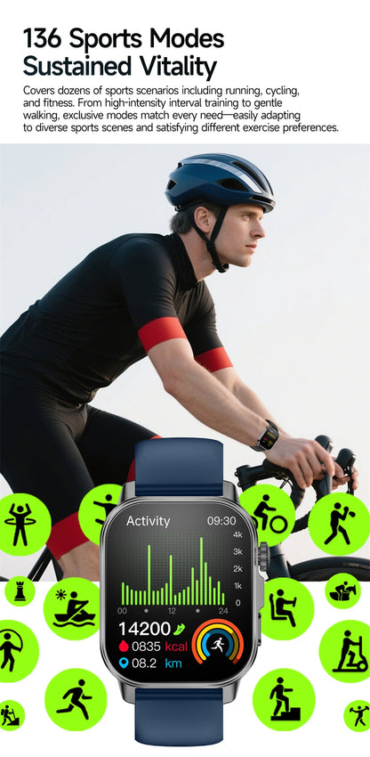 2026 New Model Uric Acid & Lipid Health Analysis Smart Watch Men ECG+PPG Bluetooth Call 2.01-inch Flashlight Smartwatch Women NovaCart