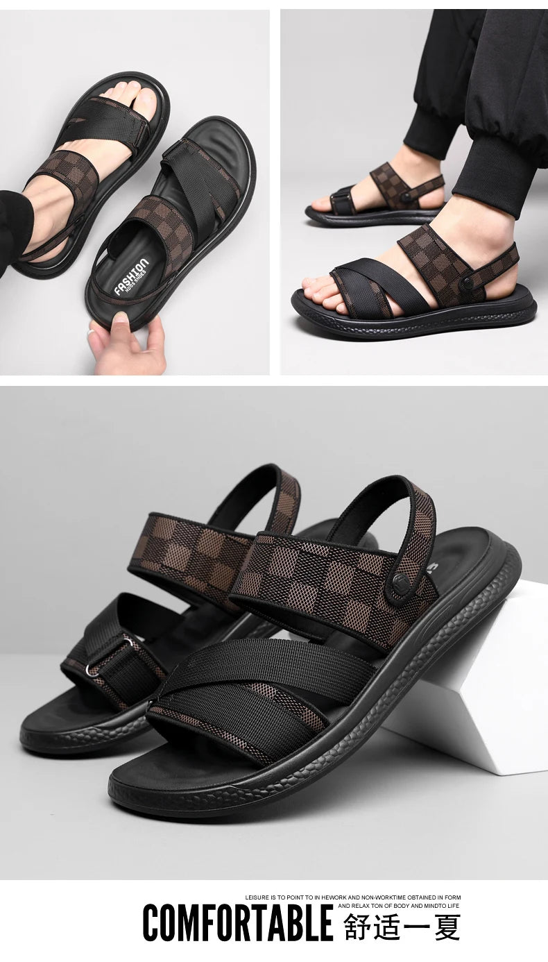Men's high quality casual sandals summer outdoor waterproof anti slip soft sole comfort beach shoes fashion Lazy Driving slipper