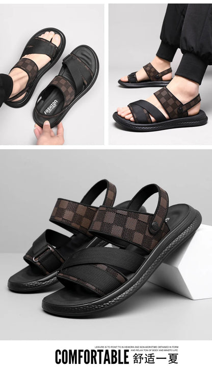 Men's high quality casual sandals summer outdoor waterproof anti slip soft sole comfort beach shoes fashion Lazy Driving slipper