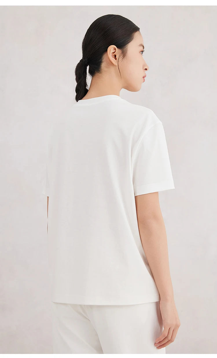 K3147W White Premium Clothes Ladies long staple cotton Tshirts Women's Clothing T-Shirt for Women NovaCart