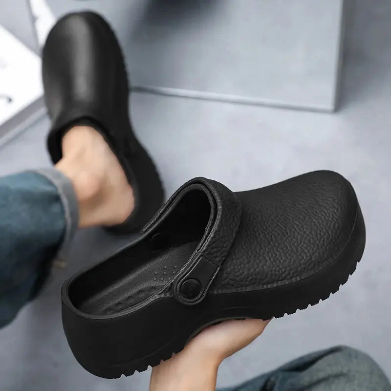 2025 Men's EVA Sandals Summer Large Black Kitchen Anti-Slip Work Shoes Waterproof Oil-Repellent Chef Shoes Kitchen Accessories NovaCart