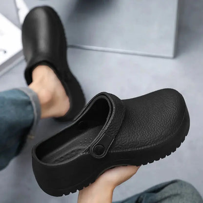 2025 Men's EVA Sandals Summer Large Black Kitchen Anti-Slip Work Shoes Waterproof Oil-Repellent Chef Shoes Kitchen Accessories NovaCart