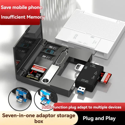 Multi functional six inOneCardReader OTG iPhone Type-C Micro SD CardFlashDrive intelligentStoragecard TF SD CardReaderStorageBox Pi-Mart