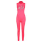 Women Tracksuit Slim Elastic High Print Figure Zipper Jumpsuit Y2K Sports