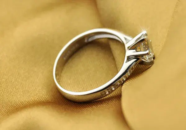 Luxury 925 Sterling Silver Classic Ring for Women Six claw jewelry simple 70ct diamond ring imitation diamond women's ring NovaCart