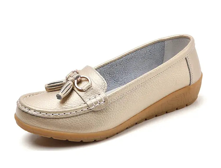 Women's Loafers White Shoes For Woman Genuine Leather Flats And Loafers Slip On Comfortable Woman Shoes Leather Women Moccasins NovaCart