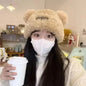 Letter Bear Ears Knitted Woolen Hat – Cute Cat-Ears Beanie for Women FitiqueFit