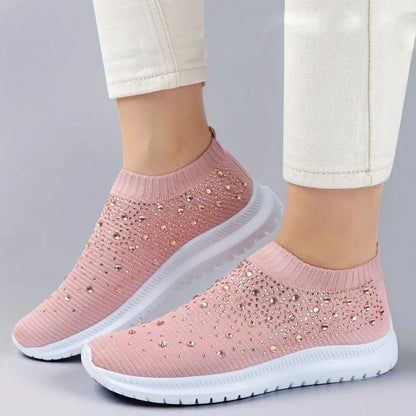 2024 New Crystal Breathable Mesh Sneaker Shoes for Women Comfortable Soft Bottom Flats Plus Size 43 Non Slip Casual Shoes Woman NovaCart