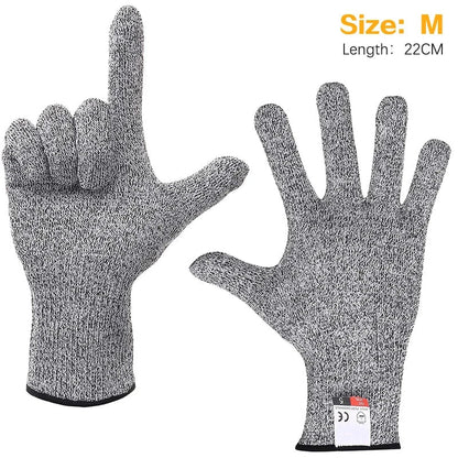 HPPE Level 5 Safety Cut-Resistant Gloves Anti Cut Proof Grey Anti-Cut Level Work Garden Butcher Gardening Handguard Kitchen Tool Pi-Mart